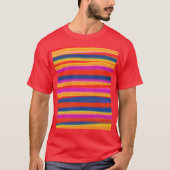 Kleurrijke gestripte acrylische Abstracte kunst T-shirt (Voorkant)