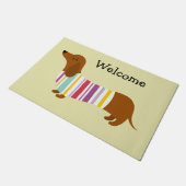 Kleurrijke gestripte Dachshund Doormat Deurmat (Schuin)