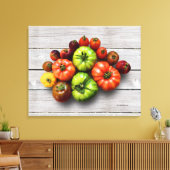 Kleurrijke gestripte tomaten op de weerstabel canvas afdruk (Insitu (Woonkamer))