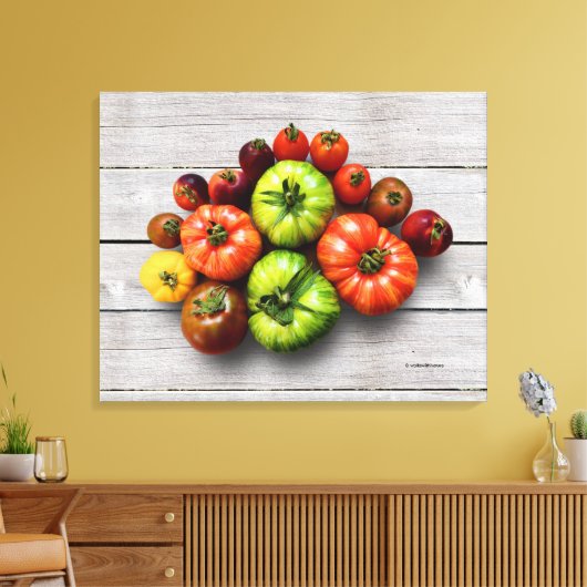 Kleurrijke gestripte tomaten op de weerstabel canvas afdruk (Insitu (Woonkamer))