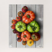 Kleurrijke gestripte tomaten op de weerstabel legpuzzel (Verticaal)