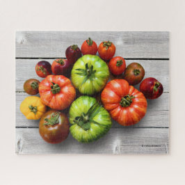 Kleurrijke gestripte tomaten op de weerstabel legpuzzel