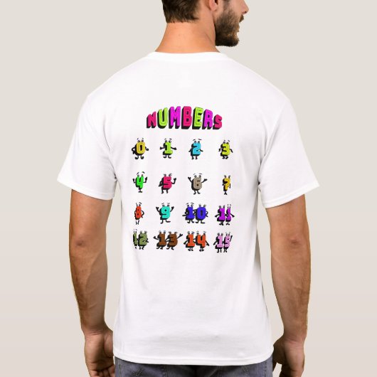 Kleurrijke getallen t-shirt (Achterkant)