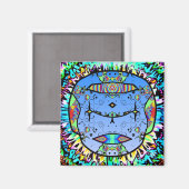 Kleurrijke getatoeëerde schedel v0 magneet (Voorkant / Achterkant)