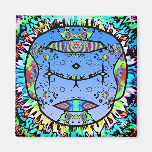 Kleurrijke getatoeëerde schedel v0 magneet (Voorkant)