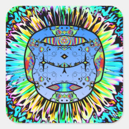 Kleurrijke getatoeëerde schedel v0 vierkante sticker