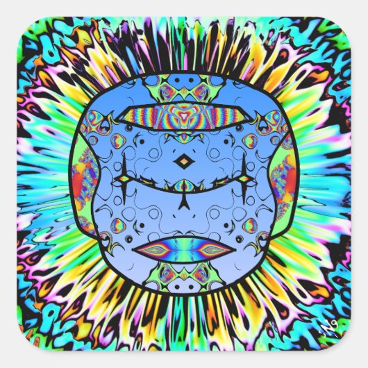 Kleurrijke getatoeëerde schedel v0 vierkante sticker (Voorkant)