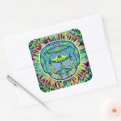 Kleurrijke getatoeëerde schedel v1 vierkante sticker (Envelop)