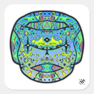 Kleurrijke getatoeëerde schedel v2 vierkante stick sticker