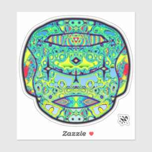 Kleurrijke getatoeëerde schedel v3 sticker