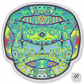 Kleurrijke getatoeëerde schedel v3 sticker (Voorkant)