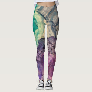Kleurrijke Getextureerde Alcohol Ink Vloeibare Abs Leggings