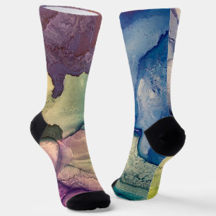 Kleurrijke Getextureerde Alcohol Ink Vloeibare Abs Sokken