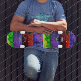 Kleurrijke getextureerde Paarse rode en groene str Persoonlijk Skateboard