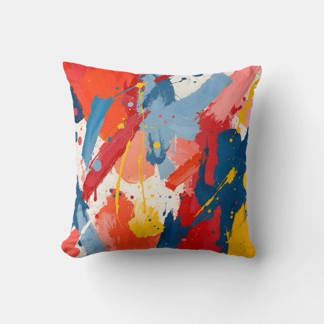 Kleurrijke getextureerde verf Splatter Art.Decorat Kussen (Voorkant)