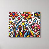 Kleurrijke getrokken bloemen - canvas afdruk (Voorkant)