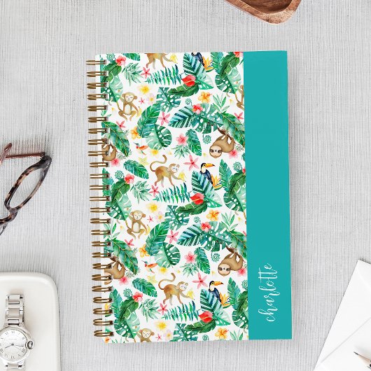 Kleurrijke getropicaliseerde jungle dieren persoon notitieboek