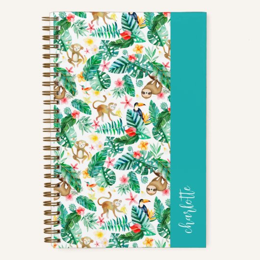 Kleurrijke getropicaliseerde jungle dieren persoon notitieboek (Voorkant)