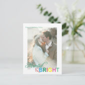 Kleurrijke getrouwde & Bright Christmas Photo Holi Briefkaart (Staand voorkant)