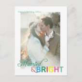 Kleurrijke getrouwde & Bright Christmas Photo Holi Briefkaart (Voorkant)