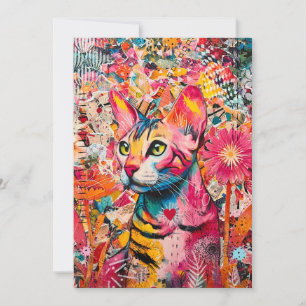 Kleurrijke Gevarieerde Papier Kat Collage Kaart