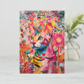 Kleurrijke Gevarieerde Papier Kat Collage Kaart (Staand voorkant)