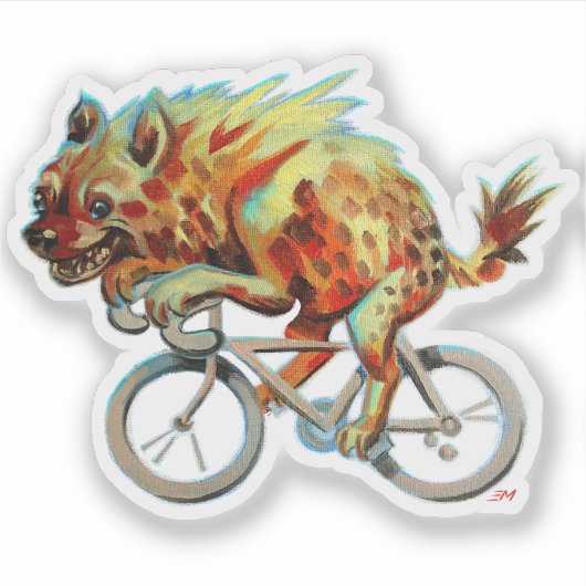 Kleurrijke gevlekte hyena op een fiets sticker (Voorkant)