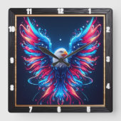 Kleurrijke gevleugelde adelaar Modern Vierkante Klok (Voorkant)