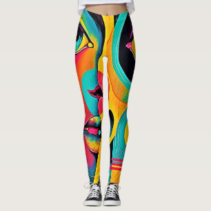Kleurrijke Gevoelens: Abstract Gezicht Leggings