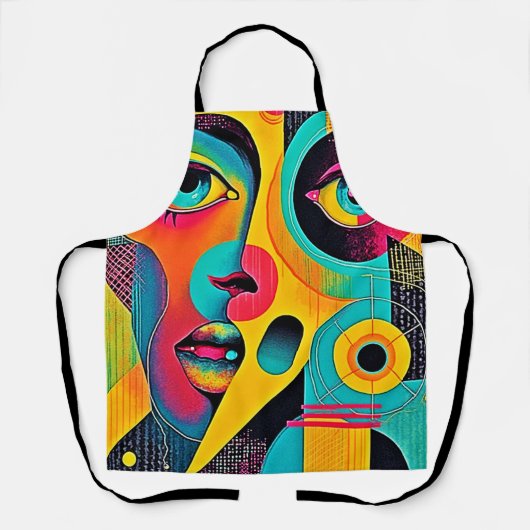 Kleurrijke Gevoelens: Abstract Gezicht Schort (Voorkant)