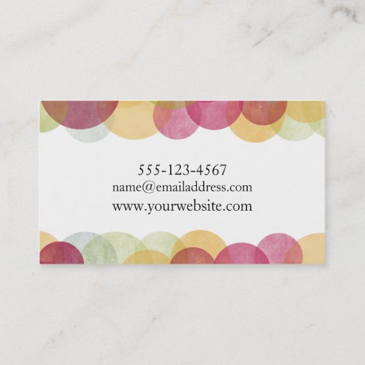 Kleurrijke Geweven Bellen, Modern Capricieus Visitekaartje (Achterkant)