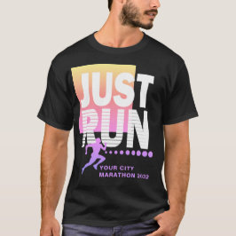 Kleurrijke gewoon wegloopdatum marathonloopbaan t-shirt