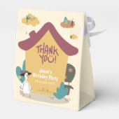 Kleurrijke gezellige huis kinderen verjaardag dank bedankdoosjes (Achterkant)