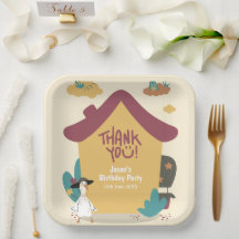 Kleurrijke gezellige huis kinderen verjaardag dank