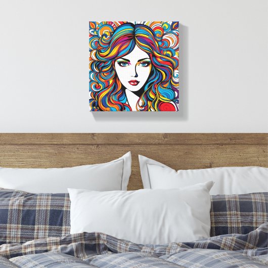 Kleurrijke Gezicht Canvas Print (Insitu (Slaapkamer))