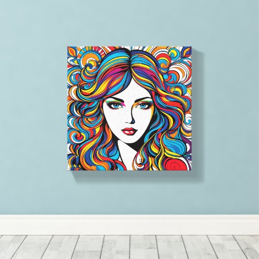 Kleurrijke Gezicht Canvas Print (Insitu (Houten vloer))