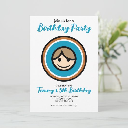 Kleurrijke gezicht grafische partij uitnodiging (Staand voorkant)