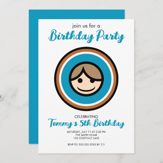 Kleurrijke gezicht grafische partij uitnodiging (Voorkant / Achterkant)