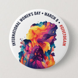 Kleurrijke Gezichten Abstract Vrouwendag | IWD Ronde Button 7,6 Cm
