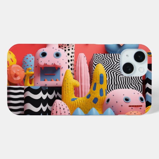 Kleurrijke gezichten en vormen met patronen Case-Mate iPhone case (Achterkant (horizontaal))