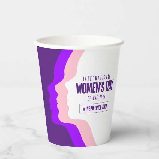 Kleurrijke gezichten Internationale Vrouwendag 8 m Papieren Bekers (Voorkant)