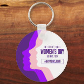 Kleurrijke gezichten Internationale Vrouwendag 8 m Sleutelhanger (Voorkant)