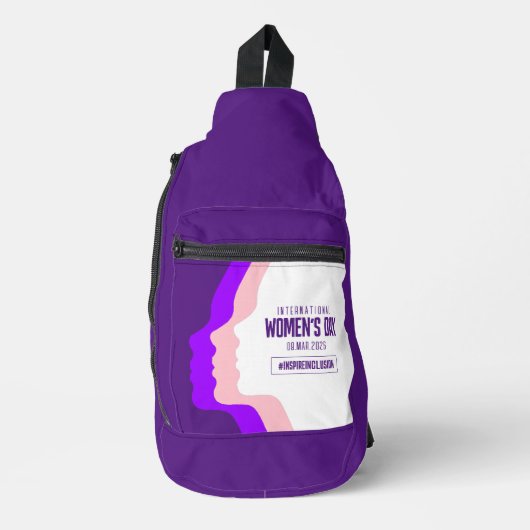 Kleurrijke gezichten Internationale Vrouwendag 8 m Sling Bag (Voorkant)