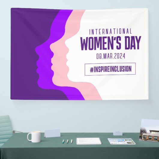 Kleurrijke gezichten Internationale Vrouwendag 8 m Spandoek (Beurs)