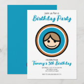 Kleurrijke gezichts grafische feest uitnodiging (Voorkant / Achterkant)