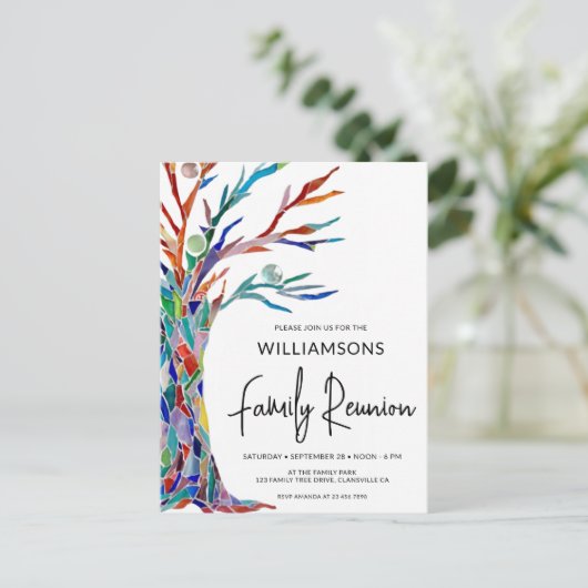 Kleurrijke gezinshereniging uitnodiging briefkaart (Staand voorkant)