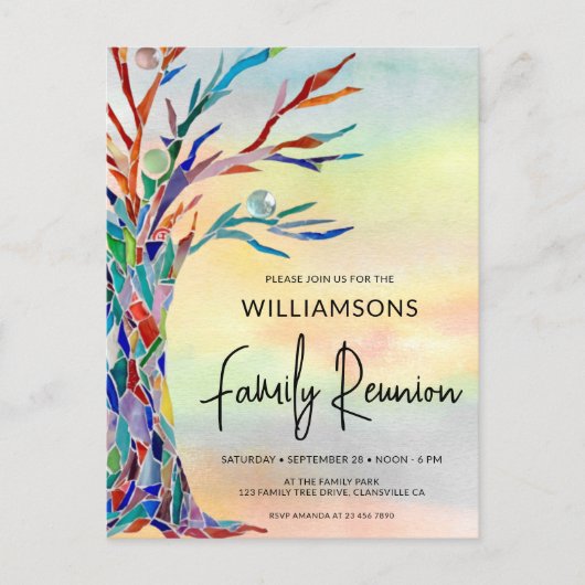 Kleurrijke gezinshereniging uitnodiging briefkaart (Voorkant)