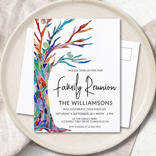 Kleurrijke gezinshereniging uitnodiging briefkaart