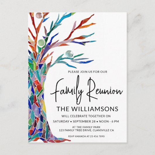 Kleurrijke gezinshereniging uitnodiging briefkaart (Voorkant)