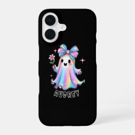 Kleurrijke Ghost Design met Bow en Flower iPhone 16 Hoesje